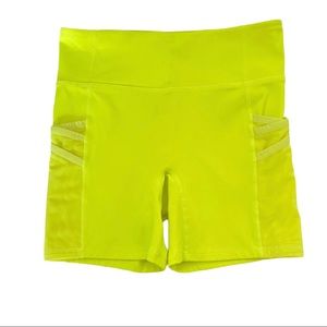 Fabletics Neon Yellow Green Trinity Mid-Rise‎ Pocket Short 5" sz XS